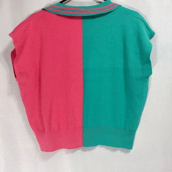 Curvy Girl by Ashley Stewart 1X Cropped Sweater V Neck Sleeveless Tight Knit NEW - Picture 3 of 9